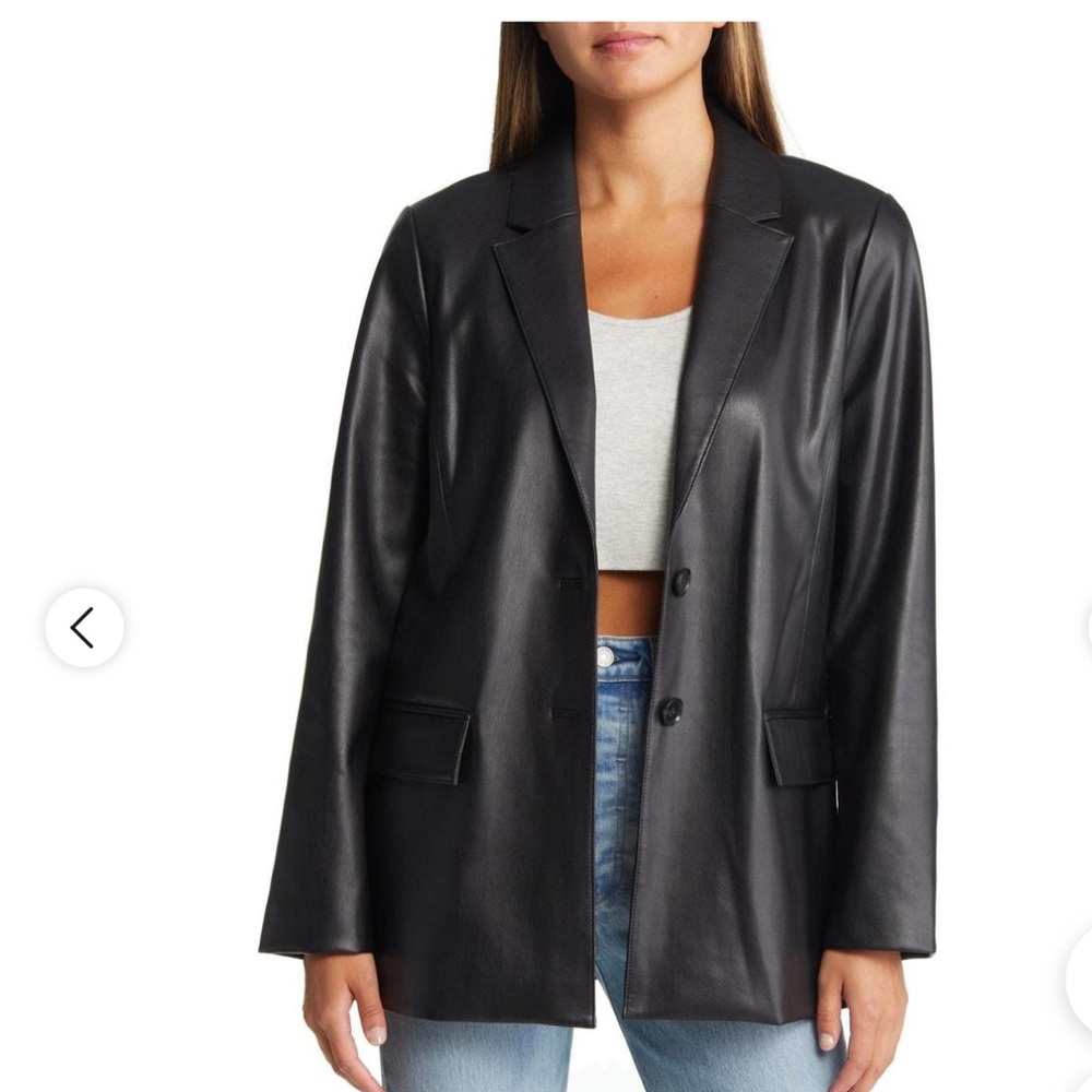 Open Edit faux leather blazer, size S